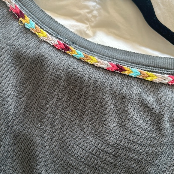 We The Free Rainbow Thermal Henley Long Sleeve Women's Size L, Dark Gray - Picture 8 of 9